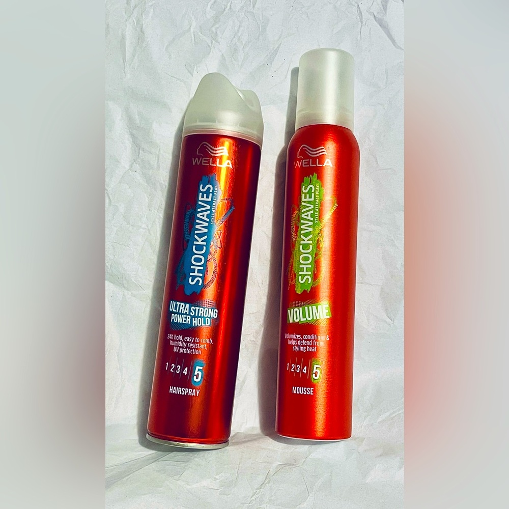 Wella Shockwaves Volume Mousse & Ultra Strong Power Hold Hair Spray